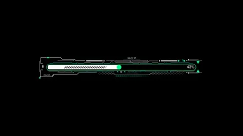 Futuristic Sci Fi HUD Horizontal Progress Bar with Capsule Slider Head Stock Footage 340546743