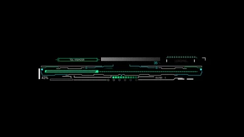 Futuristic Sci Fi HUD Horizontal Progress Bar with Dual Channel Level Indicators Stockbeeldmateriaal 340546744