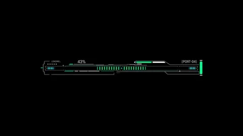 Futuristic Sci Fi HUD Horizontal Progress Bar with Vertical Segment Fill Stockbeeldmateriaal 340546745