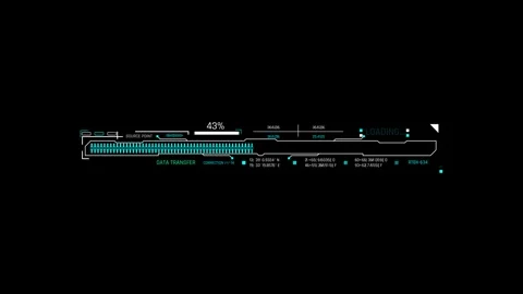 Futuristic Sci Fi HUD Horizontal Progress Bar with Data Transfer Telemetry Stock Footage 340546748