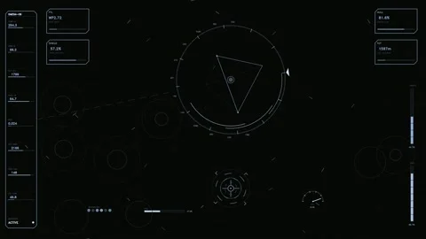Futuristic Sci-Fi HUD Interface with Blue Telemetry Data and Tactical Radar.. Stock Footage 334107539