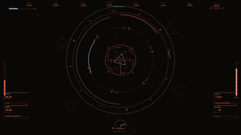 Futuristic Sci Fi HUD Interface with Orange and Cyan Telemetry Data and Stock Footage 334453761