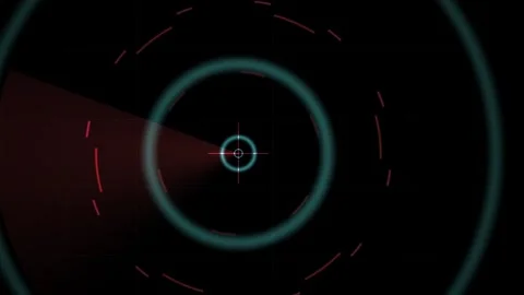 Futuristic Sci-Fi HUD Interface with Circular Target Reticle and Data Overlay Stock Footage 334522312