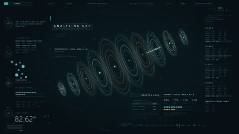 Futuristic Sci-Fi HUD Interface Data Analysis Screen Stock Footage 341677282