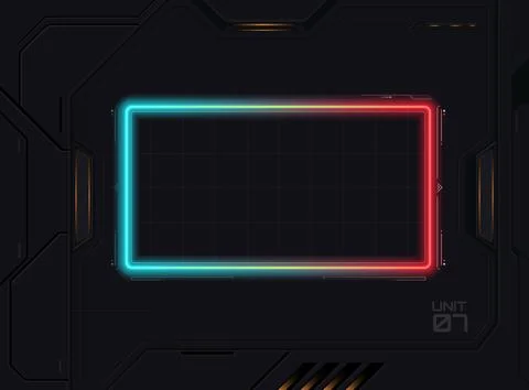 Futuristic sci fi HUD interface background central rectangular frame with a.. Stockillustratie