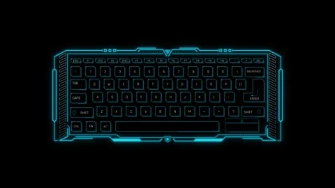 Futuristic Sci Fi HUD Keyboard Panel Screen Overlay to Type Cyber Code Stock Footage 340101055