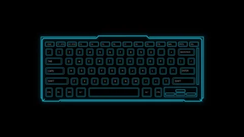 Futuristic Sci Fi HUD Keyboard Interface on Tech Control Panel Screen Stock Footage 340101058