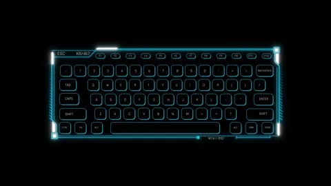 Futuristic Sci Fi HUD Keyboard Panel Screen Overlay to Type Cyber Data Video stock 340101059
