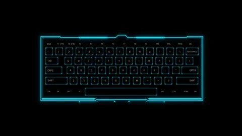 Futuristic Sci Fi HUD Keyboard Panel Screen Overlay to Type Digital Cyber Code Stock Footage 340101061