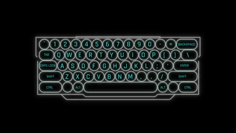 Futuristic Sci Fi HUD Keyboard Panel Screen Overlay with Circular Keycaps Stock Footage 340101073