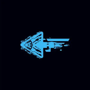 Futuristic sci fi hud navigation arrow. Illustrazione stock