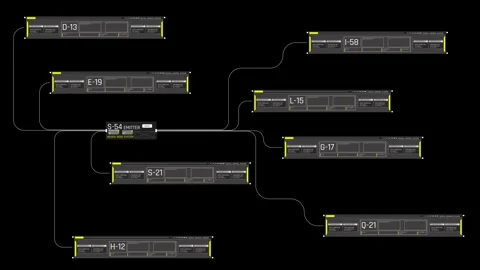 Futuristic Sci Fi HUD Network Map with Central Emitter and Connecting Data Nodes Video stock 339670402