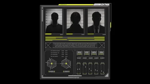 Futuristic Sci Fi HUD OS Window Criminal Dossier Interface for Database Stock Footage 340323535