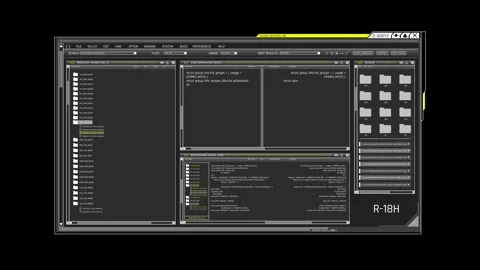 Futuristic Sci Fi HUD OS Window File Manager Directory Viewer and Code Compiler Stock Footage 340323542