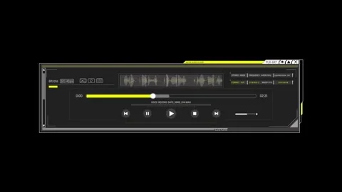 Futuristic Sci Fi HUD OS Window Audio Player and Wiretap Voice Recording Stock Footage 340323546