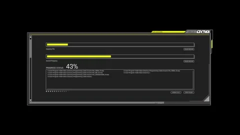 Futuristic Sci Fi HUD OS Window File Copy Progress Bar Stock Footage 340323549
