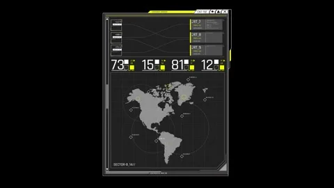 Futuristic Sci Fi HUD OS Window Continent Analysis Interface Stock Footage 340323552