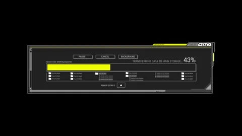 Futuristic Sci Fi HUD OS Window Main Storage Data Transfer Progress Bar Stock Footage 340323553