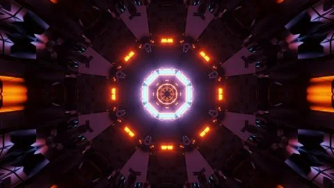 Futuristic sci-fi illustration of an abstract pattern on a dark background Stock Illustration