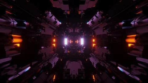 Futuristic sci-fi illustration of an abstract pattern on a dark background Stock Illustration