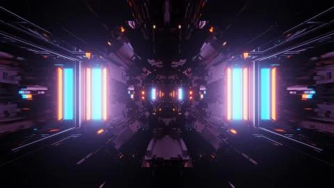 Futuristic sci-fi illustration of an abstract pattern on a dark background Stock Illustration