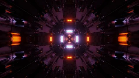Futuristic sci-fi illustration of an abstract pattern on a dark background Stock Illustration