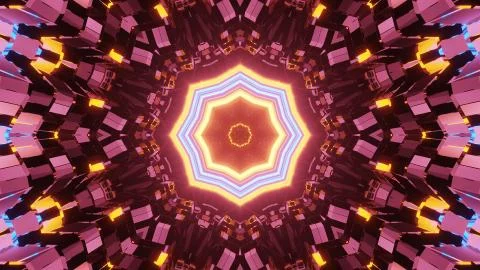 A futuristic sci-fi illustration of the abstract pattern with colorful lights Illustrazione stock
