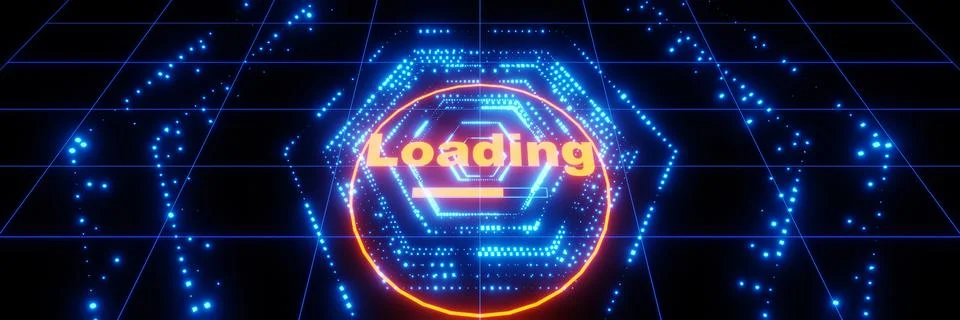 Futuristic Sci Fi interface hud loading progress bars panorama 3D rendering Stock Illustration