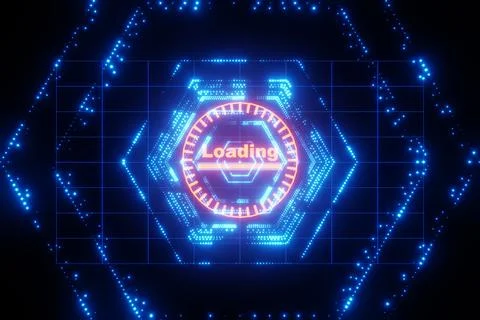 Futuristic Sci Fi interface hud loading progress bars 3D rendering Stock Illustration