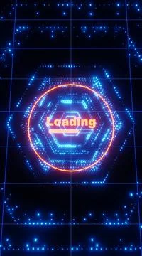 Futuristic Sci Fi interface hud loading progress bars vertical 3D rendering Stock Illustration