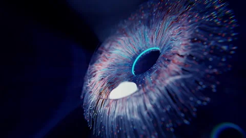Futuristic Sci Fi Iris in blue Stock Footage 253556153