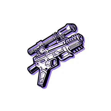 Futuristic Sci Fi Laser Rifle Line Art Illustration Stock Illustration