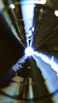 Futuristic sci-fi light tunnel with glowing blue rays Stock Illustration