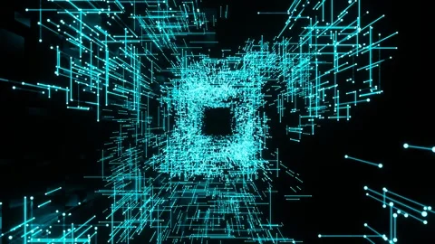 Futuristic Sci-fi line dot technology, Abstract motion graphic digital Stock Footage 255756311