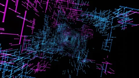 Futuristic Sci-fi line dot technology, Abstract motion graphic digital Stock Footage 255756398