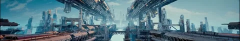 Futuristic Sci-Fi Megacity 3D Animation Seamless Loop 4K Cyberpunk Metropolis Stock Footage 342091259