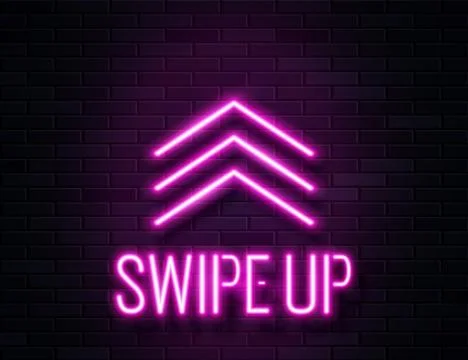 Futuristic Sci Fi Modern Neon Pink Glowing Arrows Swipe Up for Banner on Dark Em 스톡 일러스트
