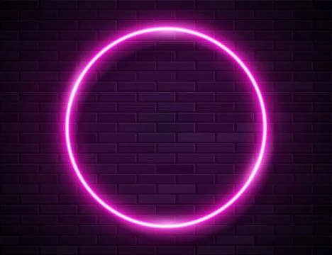 Futuristic Sci Fi Modern Neon Pink Glowing Circle Banner on Dark Empty Grunge Br Stock Illustration