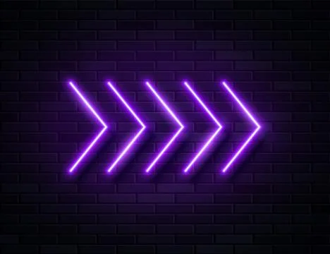 Futuristic Sci Fi Modern Neon Violet Glowing Arrows on Dark Background. 스톡 일러스트