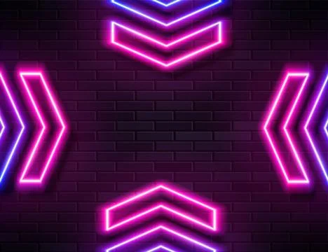 Futuristic Sci Fi Modern Neon Pink and Blue Gradient Glowing Arrows 스톡 일러스트