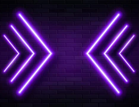 Futuristic Sci Fi Modern Neon Violet Glowing Arrows on Dark Background. Stock Illustration