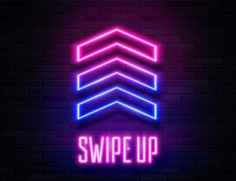 Futuristic Sci Fi Modern Neon Pink and Blue Gradient Glowing Arrows Up Stock Illustration