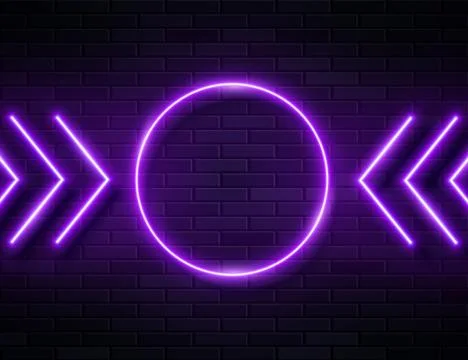 Futuristic Sci Fi Modern Neon Violet Glowing Arrows on Dark Background. Stock Illustration