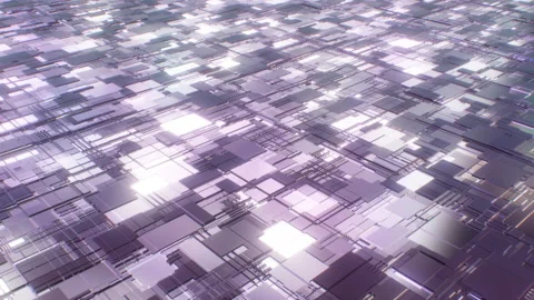 Futuristic Sci-Fi Moving Technology Abstract Metal Virtual Landscape Stock Footage 201361744