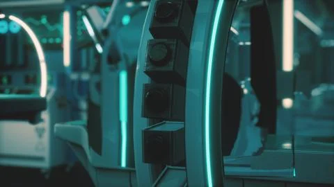 Futuristic sci fi MRI Scanner medical equipments in hospital 스톡 일러스트