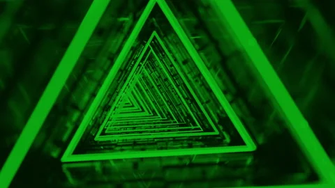 Futuristic sci-fi neon light tunnel green Stock Footage 201007121