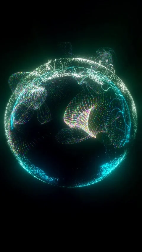 Futuristic Sci-Fi Particle Sphere with Hologram Core Stock Footage 336952346