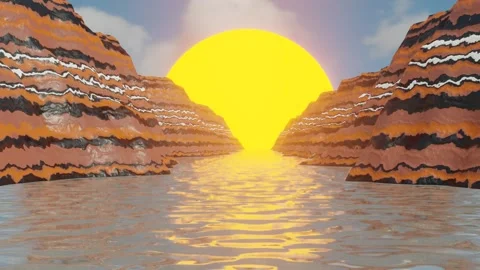 Futuristic sci-fi river landscape seamless loop. Stock Footage 138022291