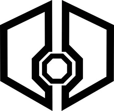 Futuristic Sci-Fi Shield Emblem Line Art 스톡 일러스트