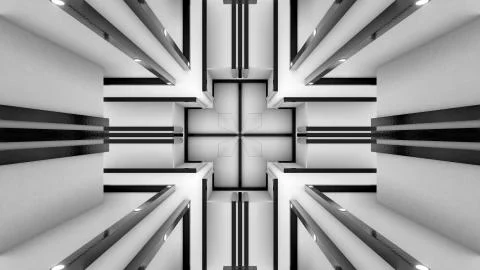 Futuristic sci fi space corridor 3d rendering illustration background Stock Illustration